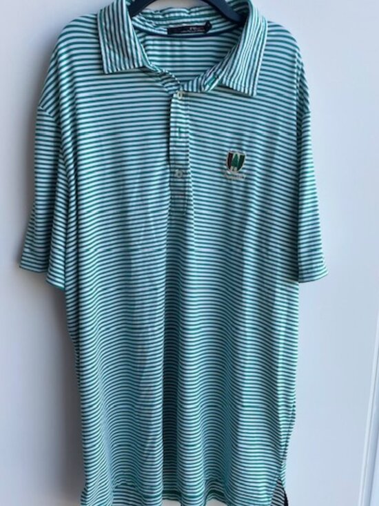 RLX Ralph Lauren Other - RLX Ralph Lauren Men’s Golf Polo Pine Valley Logo 2XL Green & White Stripe